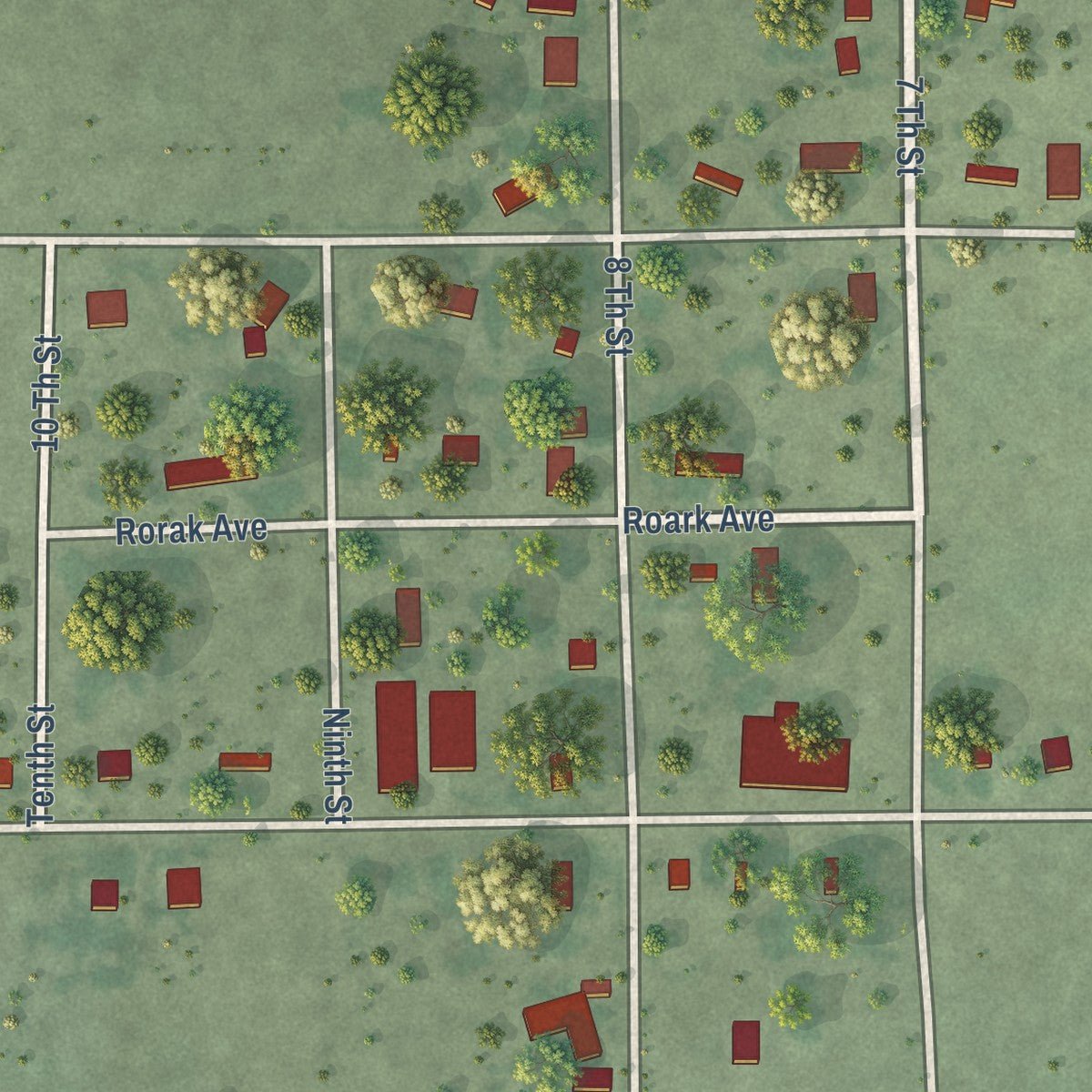 Close-up of the map of Herrick, South Dakota print showing street and building detail