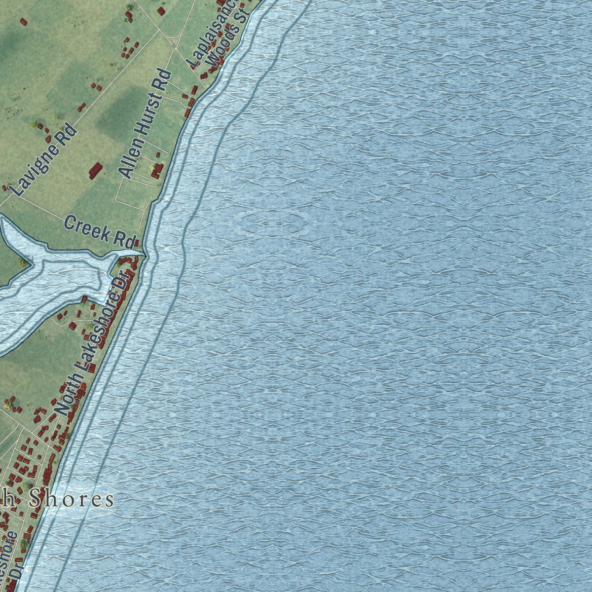 Close-up of the map of La Salle, Michigan print showing street and building detail