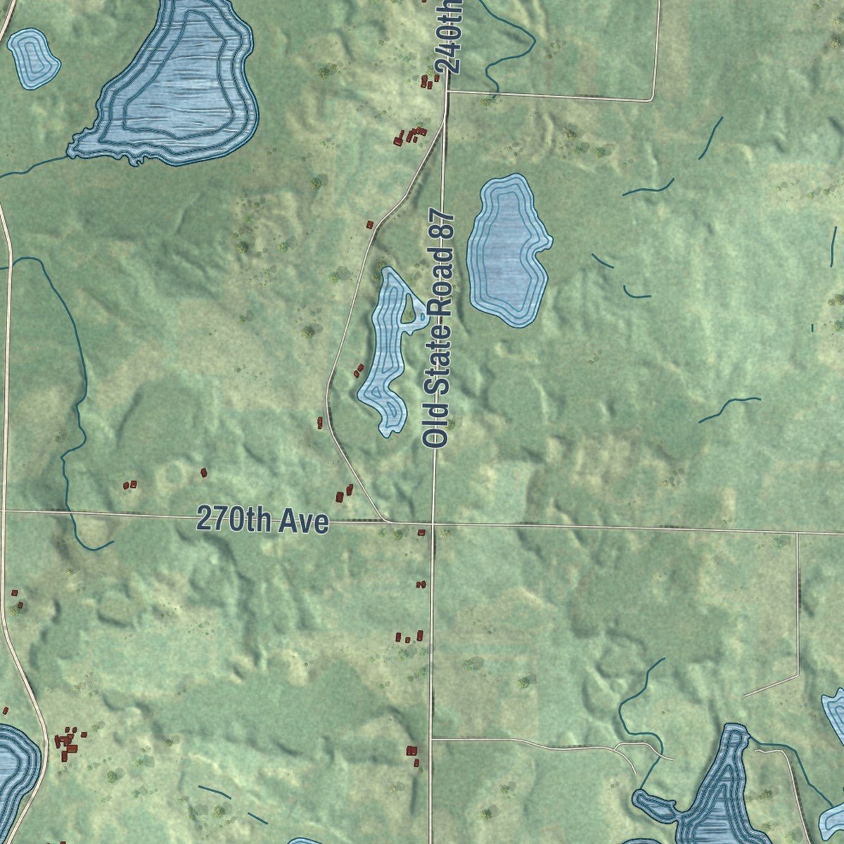 Close-up of the map of Sterling, Polk County, Wisconsin print showing street and building detail