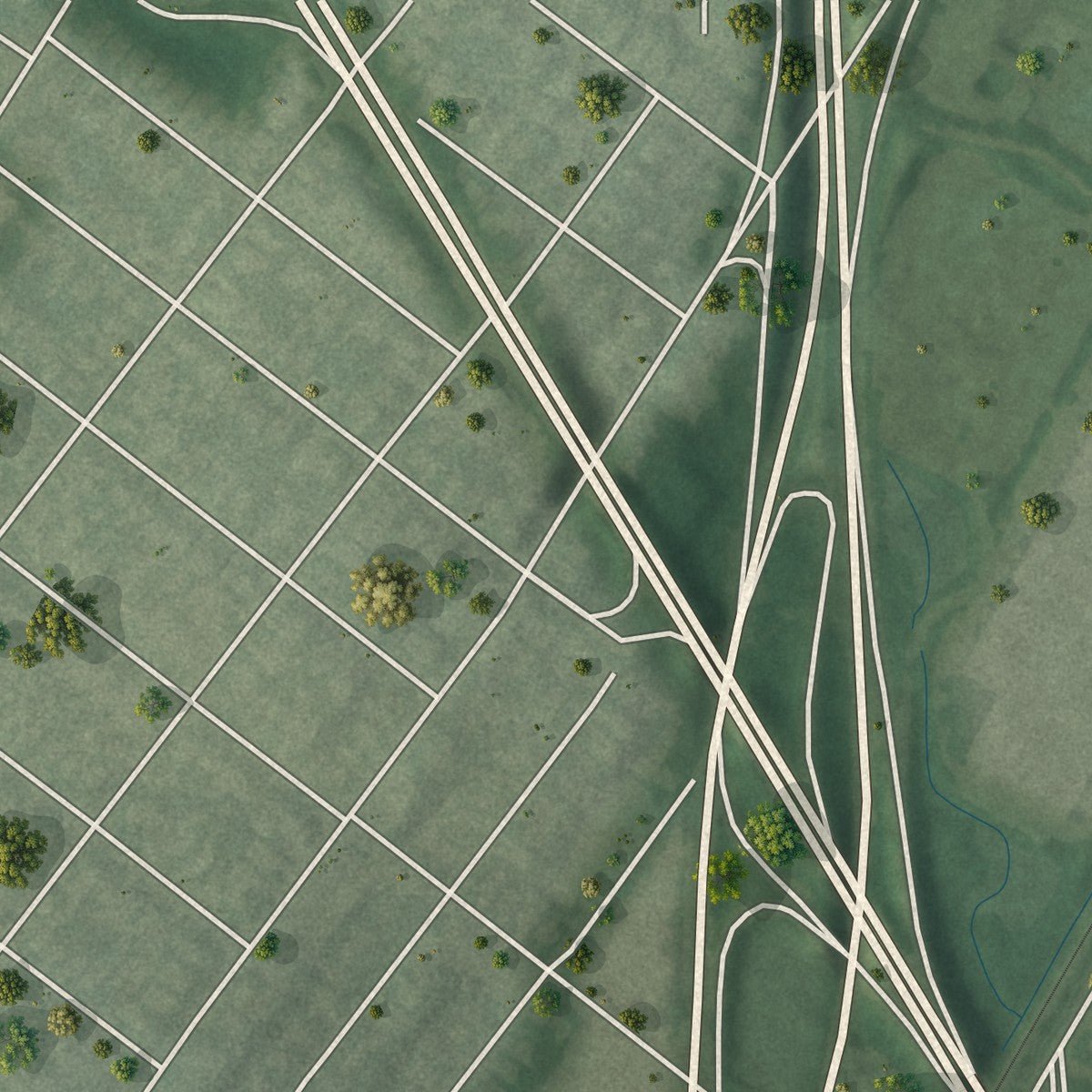 Close-up of the map of Teterboro, New Jersey print showing street and building detail