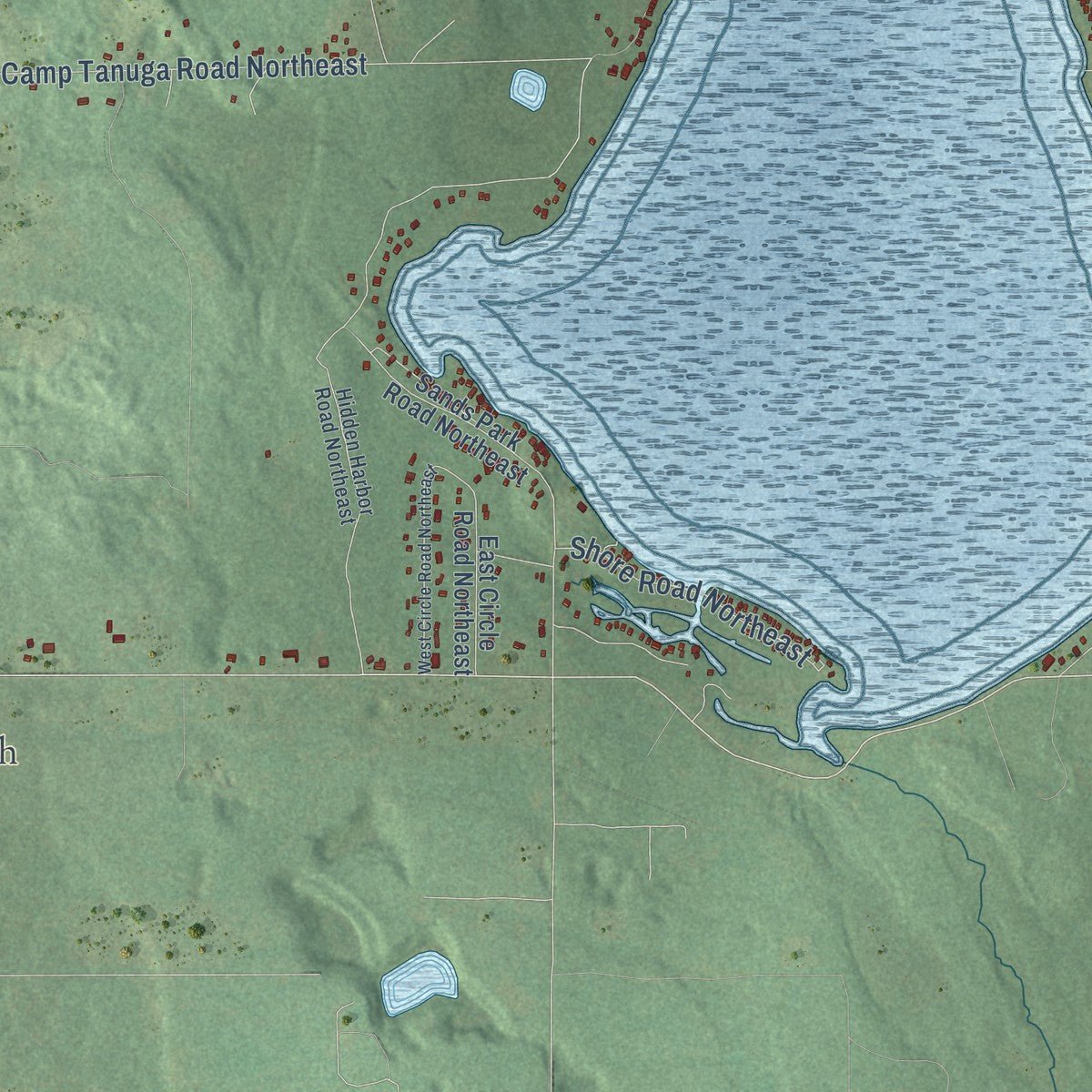 Close-up of the map of Coldsprings, Michigan print showing street and building detail