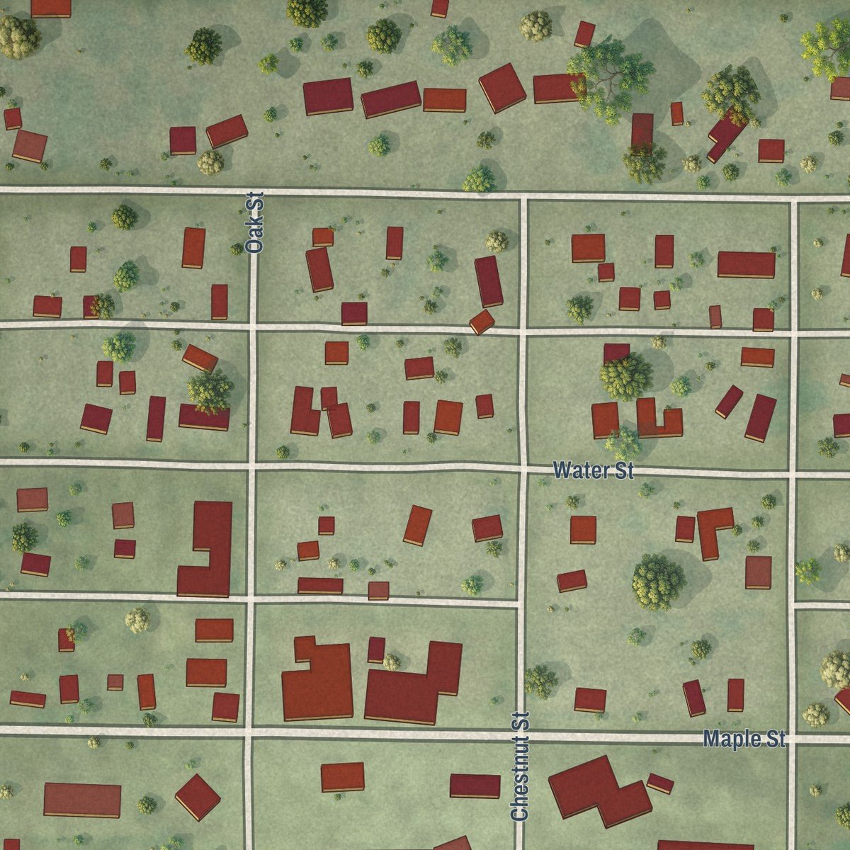 Close-up of the map of Weldon, Illinois print showing street and building detail