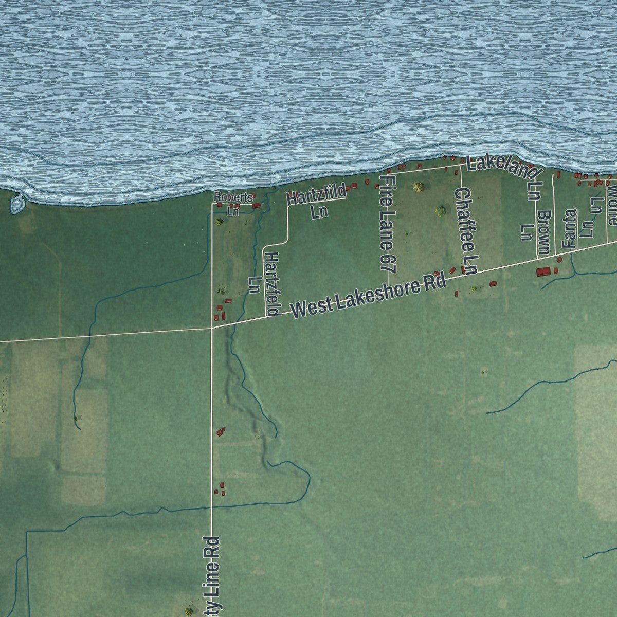 Close-up of the map of Yates, New York print showing street and building detail