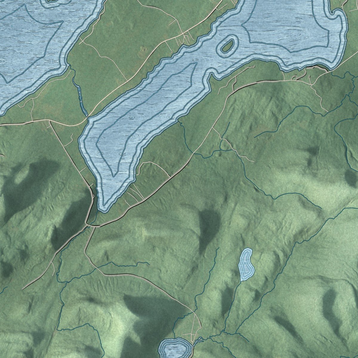 Close-up of the map of Wells, New York print showing street and building detail