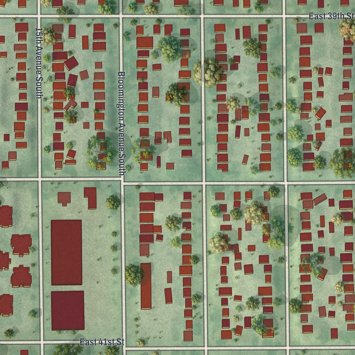 Close-up of the map of Bancroft, Minnesota print showing street and building detail