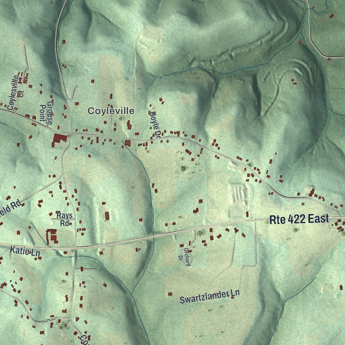 Close-up of the map of Clearfield, Butler County, Pennsylvania print showing street and building detail