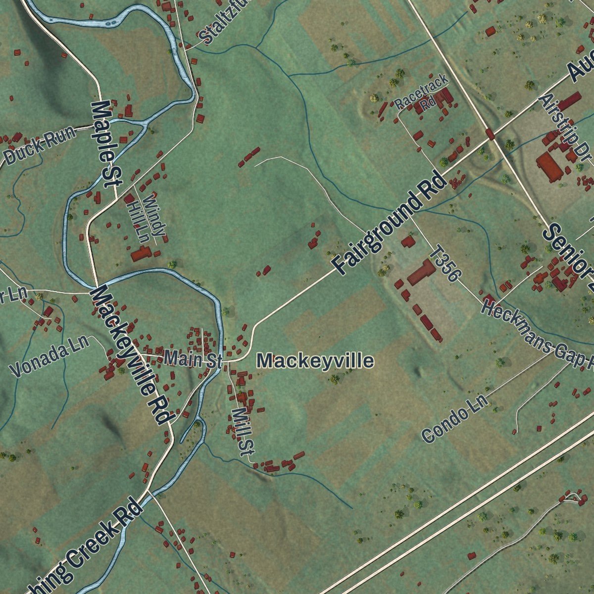 Close-up of the map of Lamar, Pennsylvania print showing street and building detail