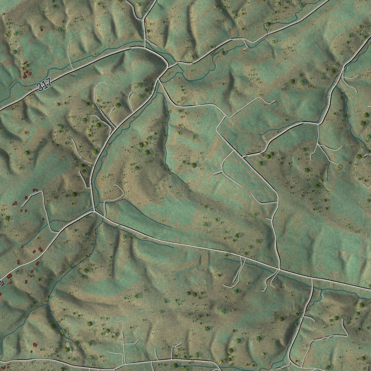 Close-up of the map of Spring, Perry County, Pennsylvania print showing street and building detail