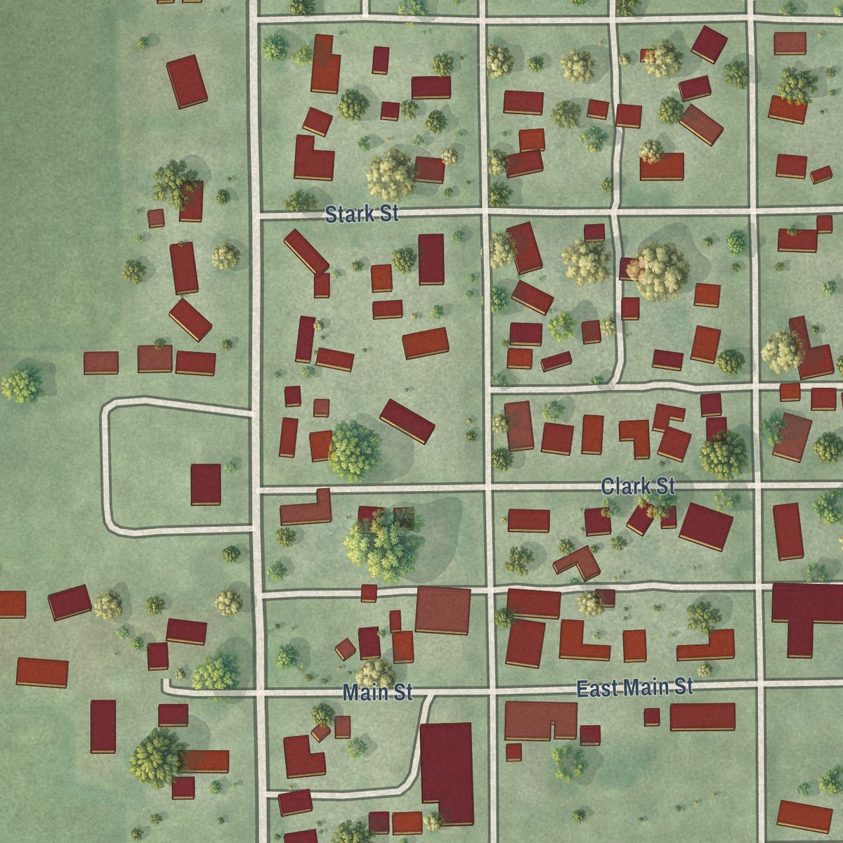 Close-up of the map of Sidell, Illinois print showing street and building detail
