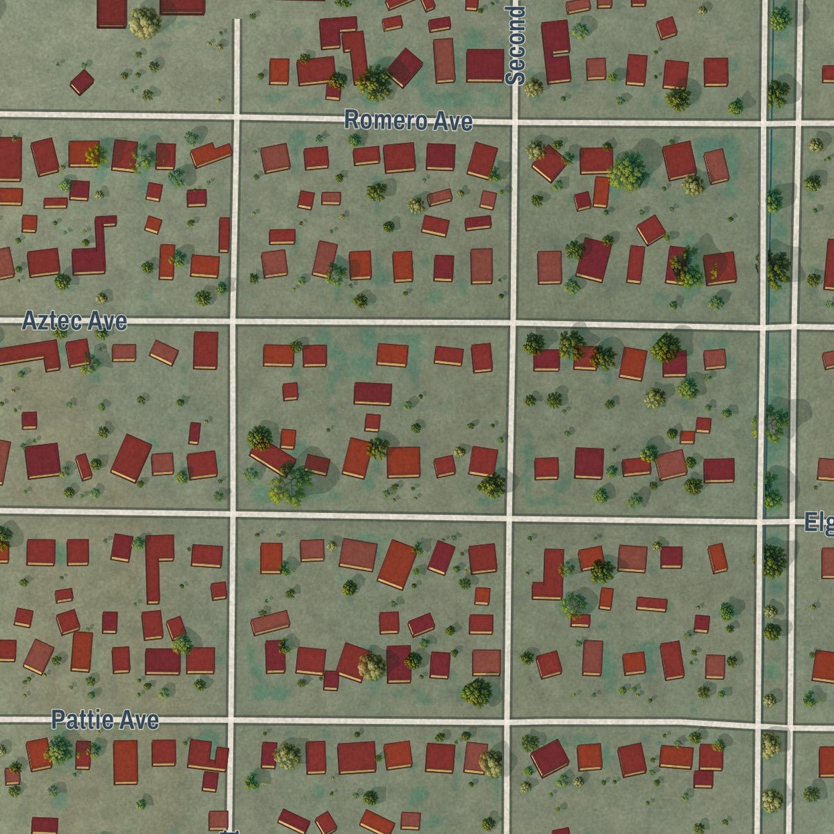 Close-up of the map of Hurley, New Mexico print showing street and building detail