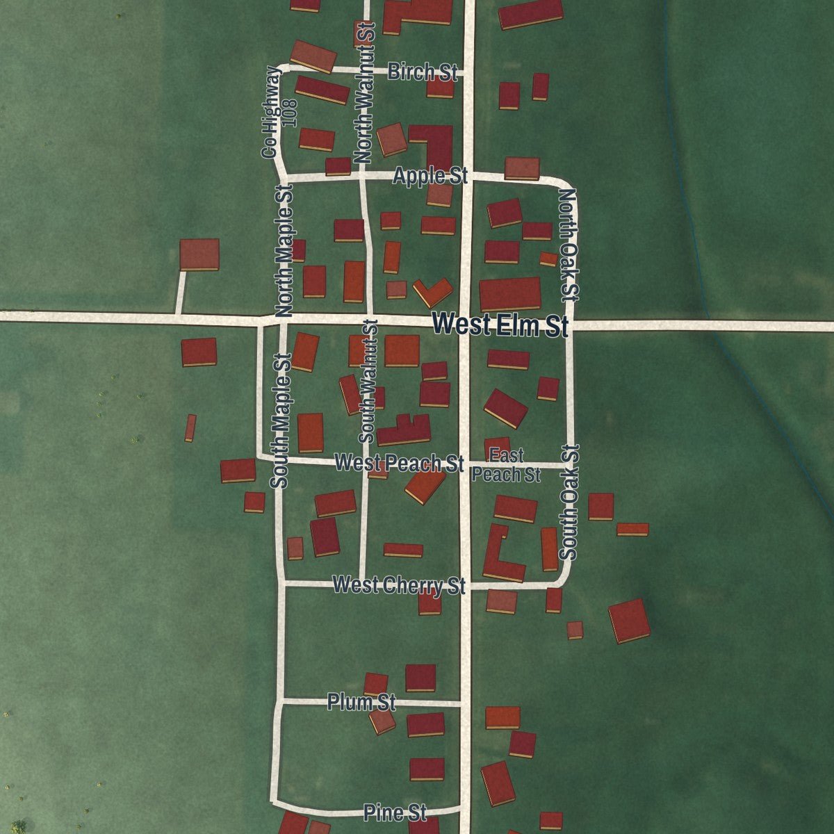 Close-up of the map of Castine, Ohio print showing street and building detail