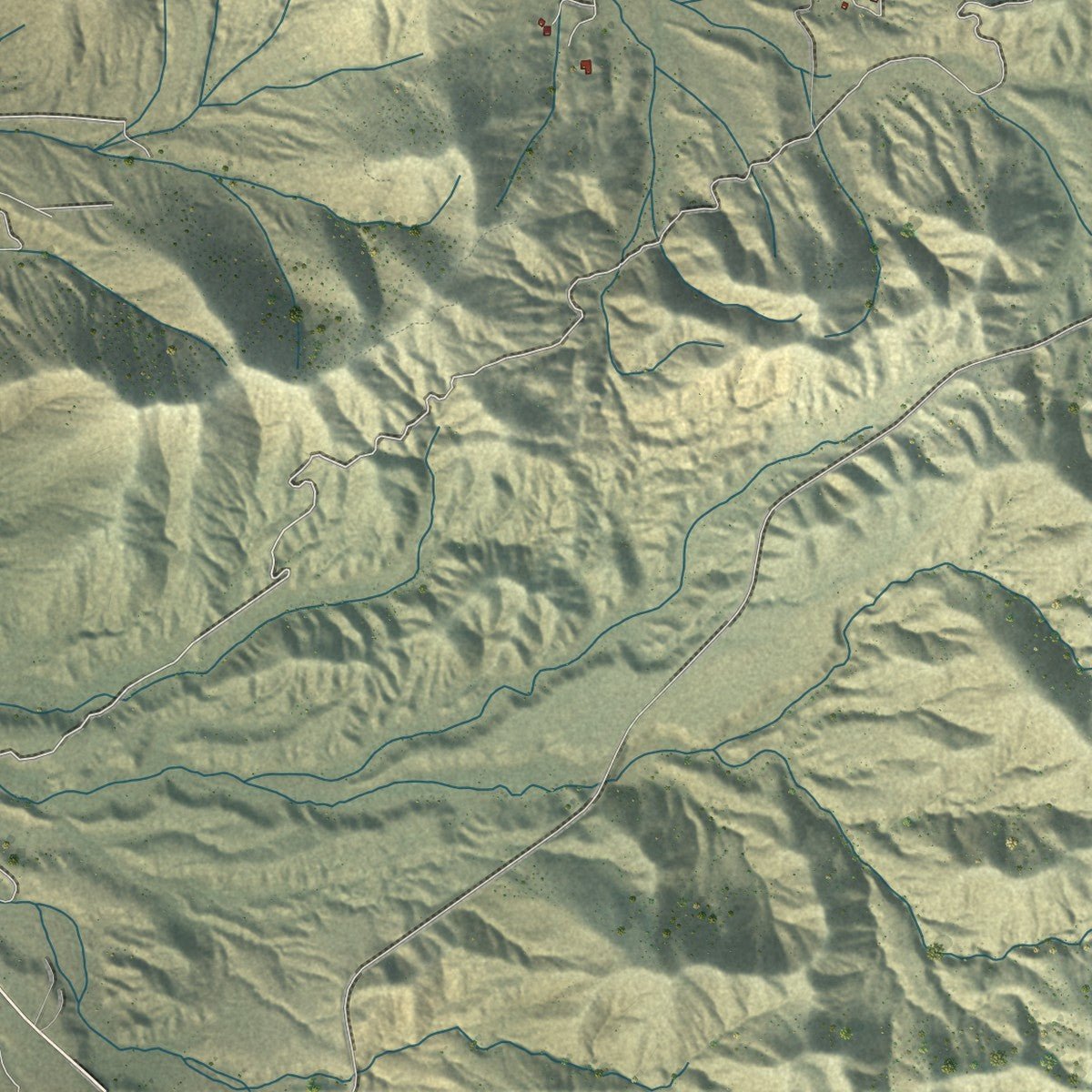 Close-up of the map of Acton, California print showing street and building detail