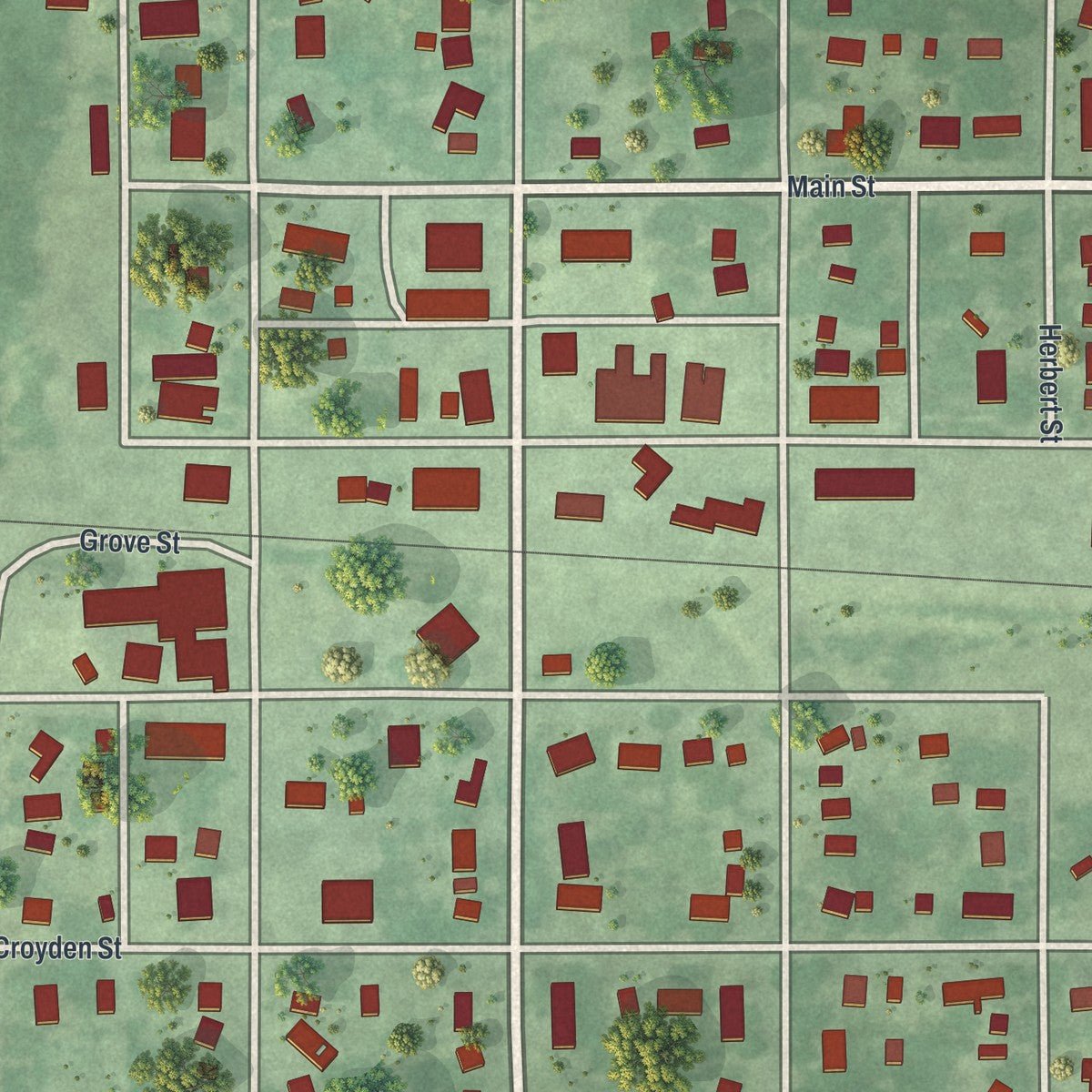 Close-up of the map of Stewart, Minnesota print showing street and building detail