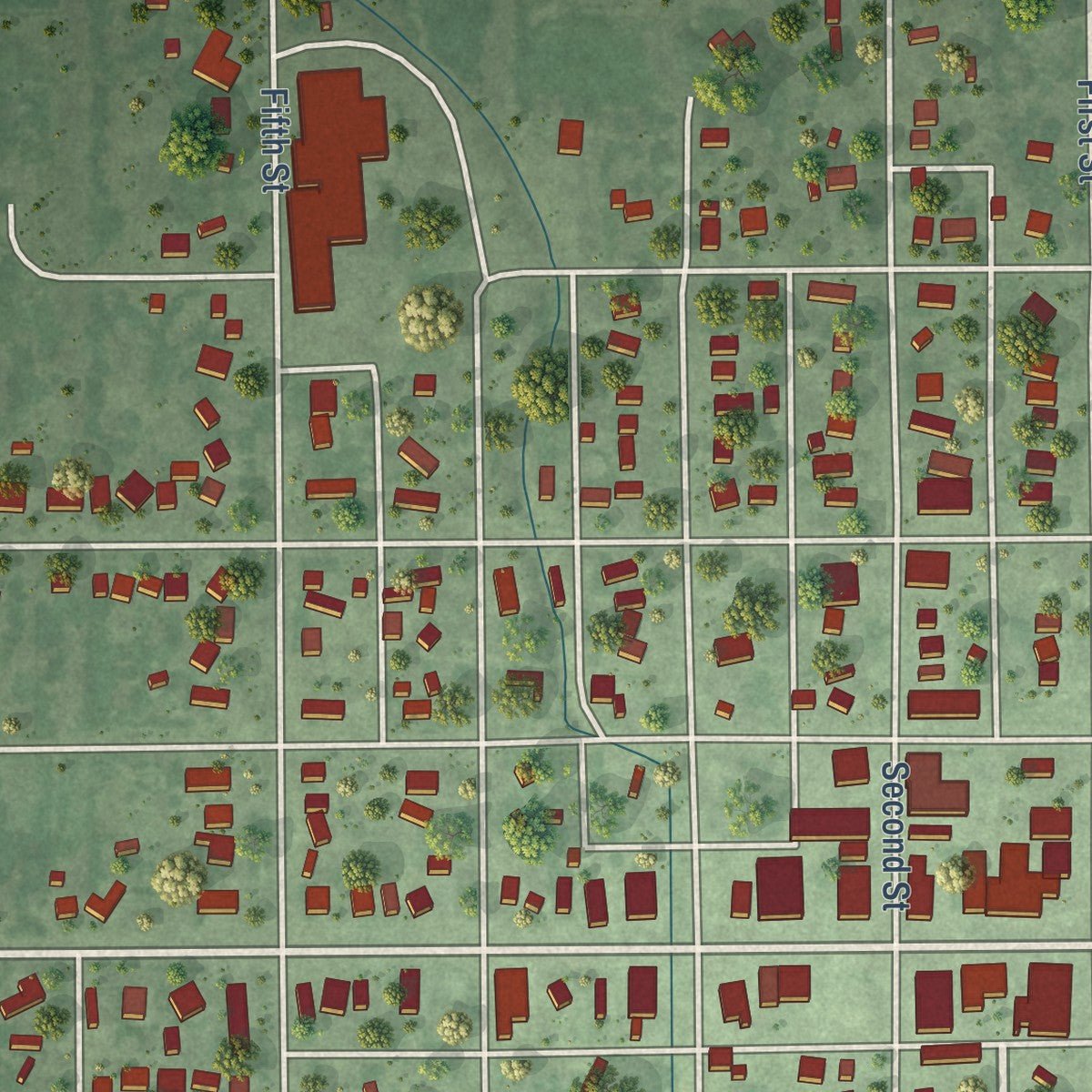 Close-up of the map of Sargent, Nebraska print showing street and building detail