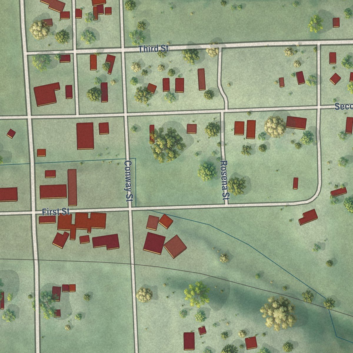 Close-up of the map of Dixon, Nebraska print showing street and building detail