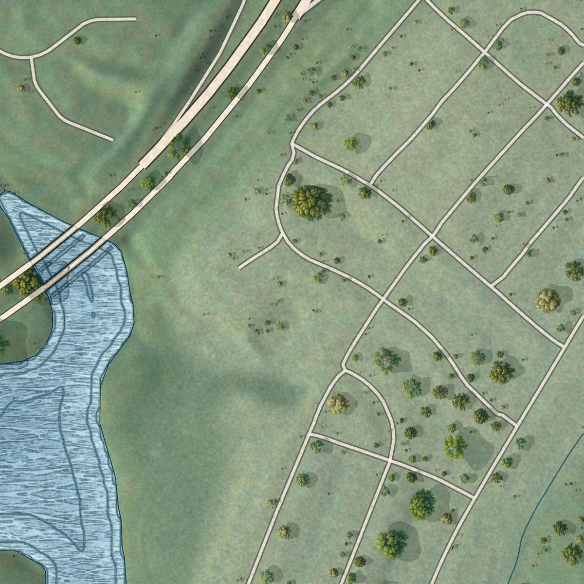 Close-up of the map of Round Hill, Virginia print showing street and building detail