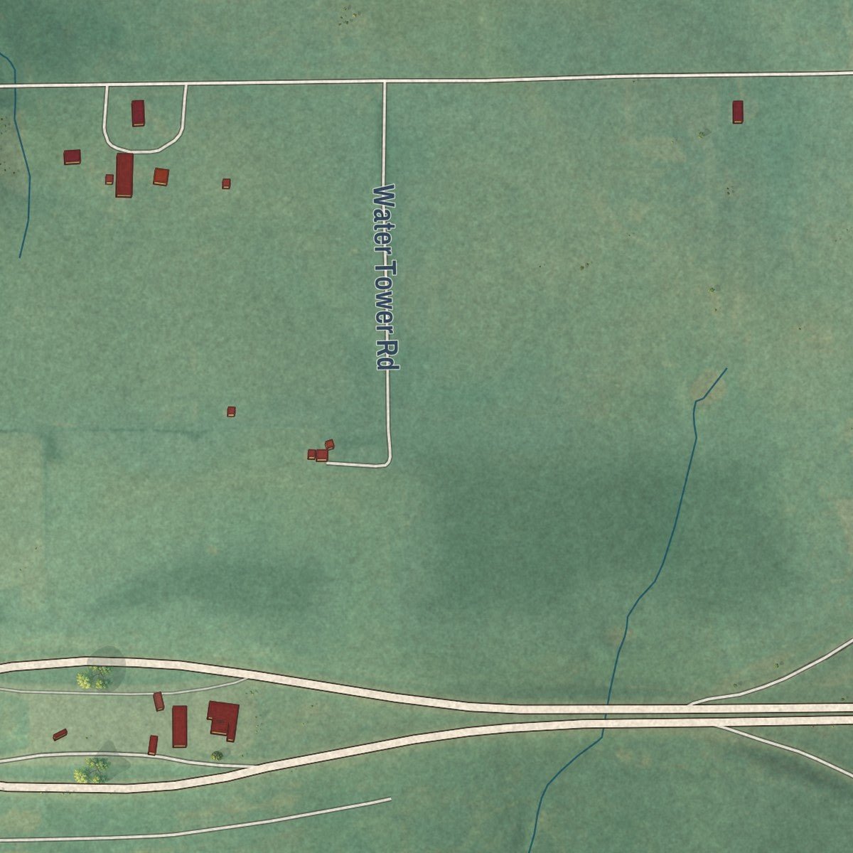 Close-up of the map of Lone Chimney, Oklahoma print showing street and building detail