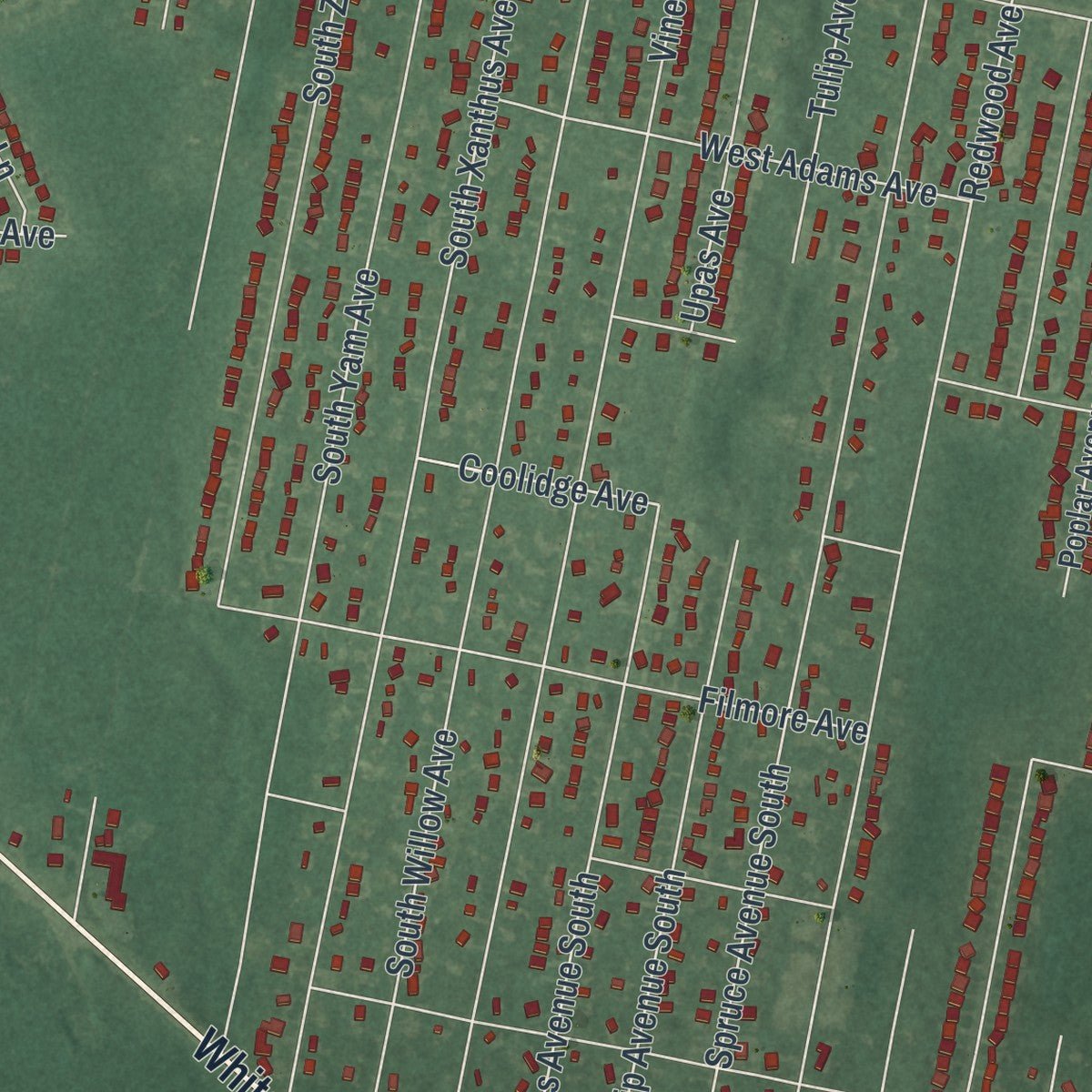 Close-up of the map of Pomona, New Jersey print showing street and building detail