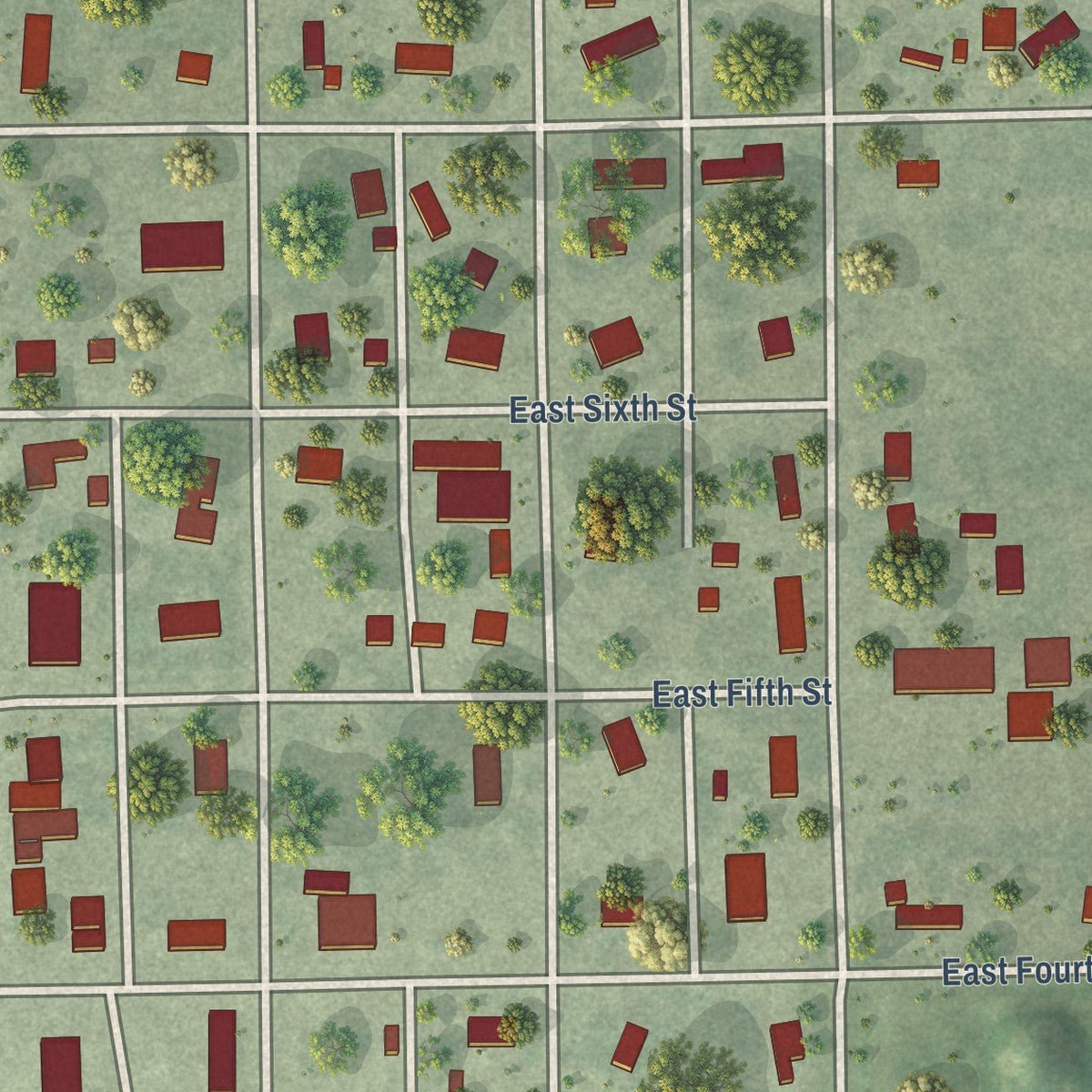 Close-up of the map of Fairfield, Nebraska print showing street and building detail