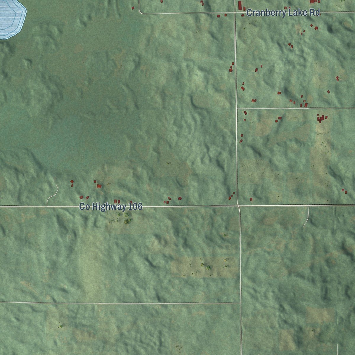 Close-up of the map of Flowerfield, Michigan print showing street and building detail