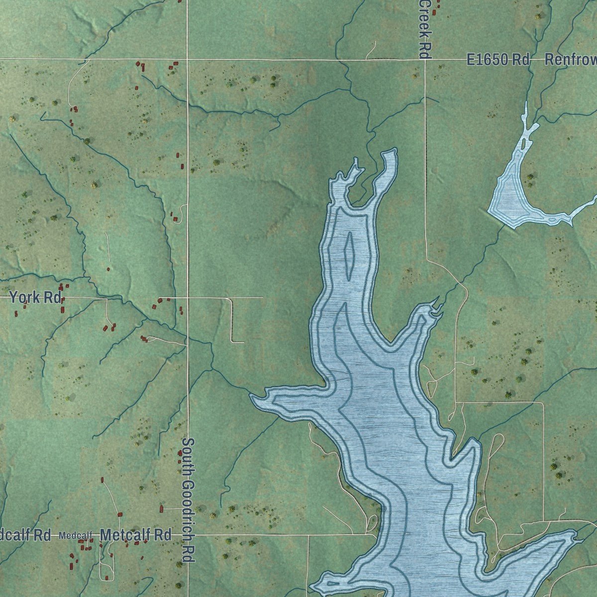 Close-up of the map of Bray, Oklahoma print showing street and building detail