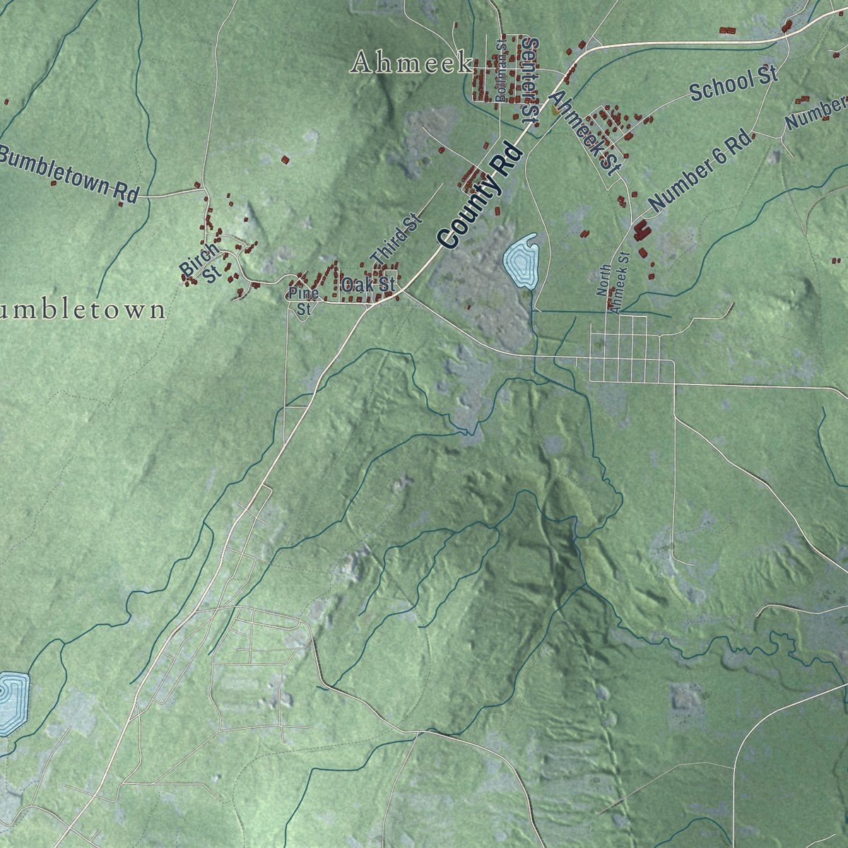 Close-up of the map of Allouez, Michigan print showing street and building detail
