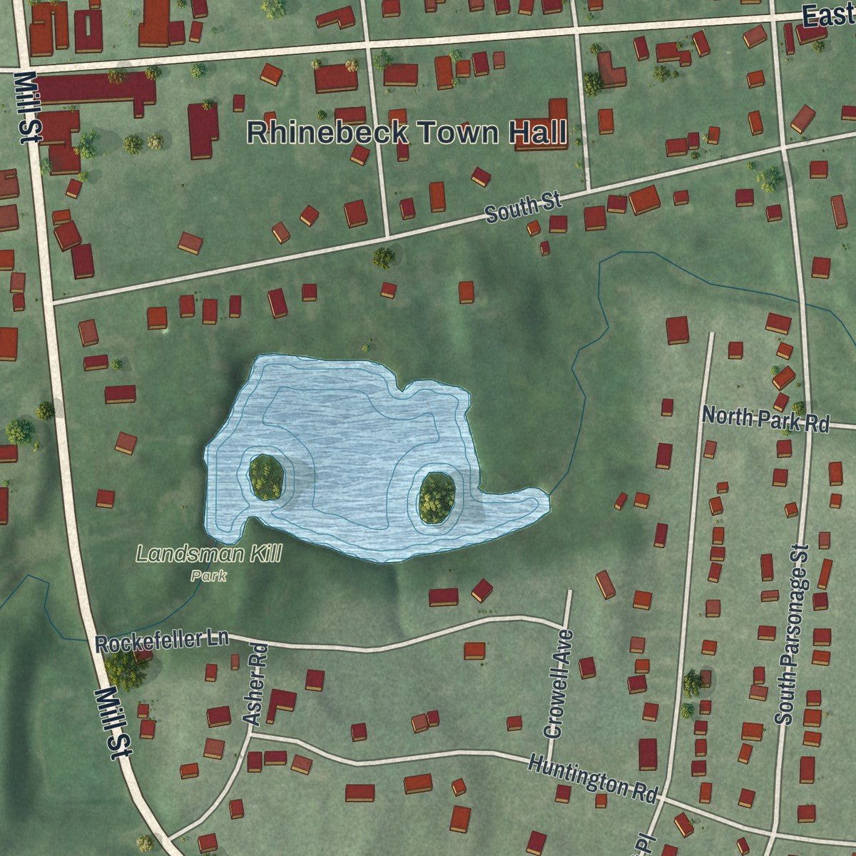 Close-up of the map of the Village of Rhinebeck, New York print showing street and building detail