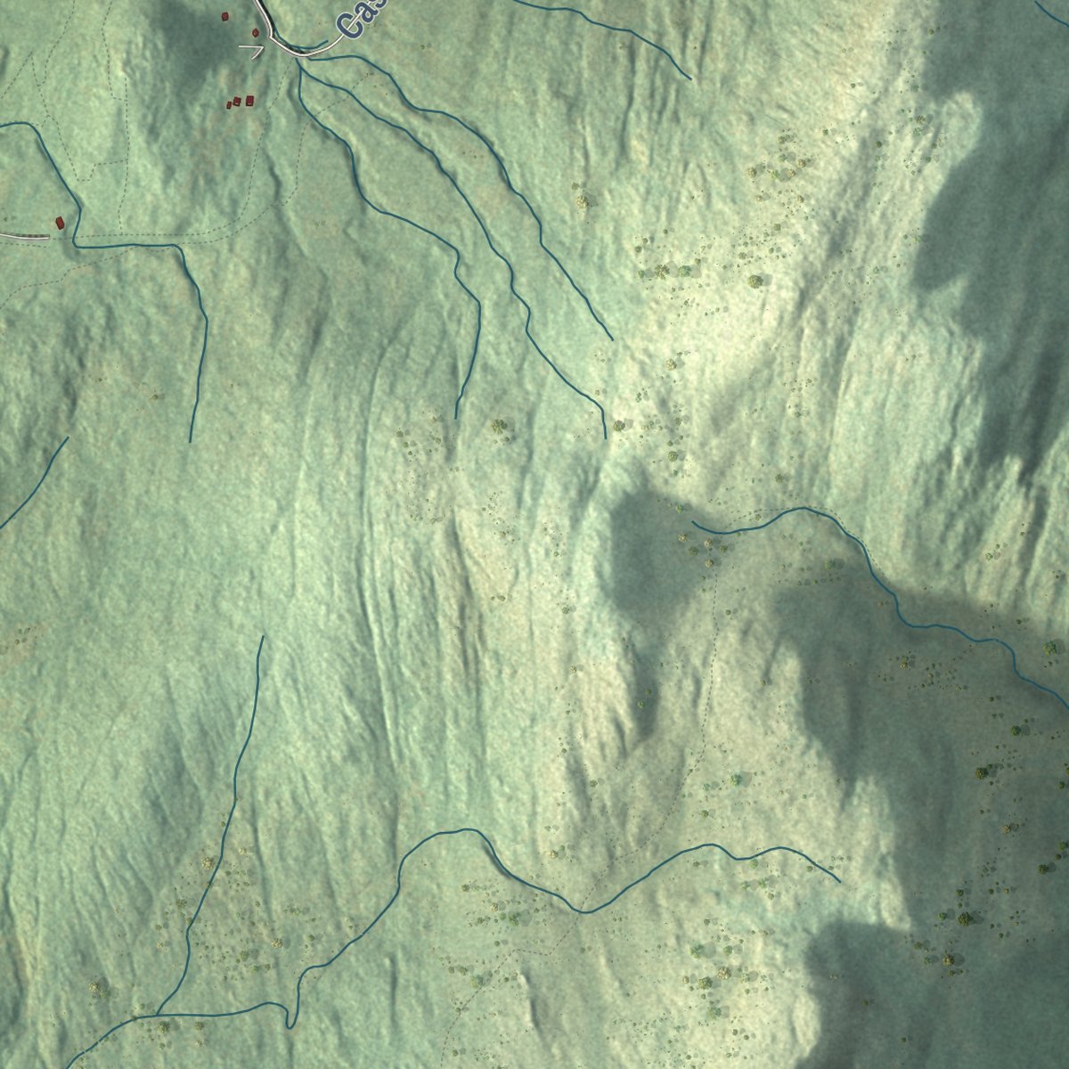 Close-up of the map of Cornish, New Hampshire print showing street and building detail