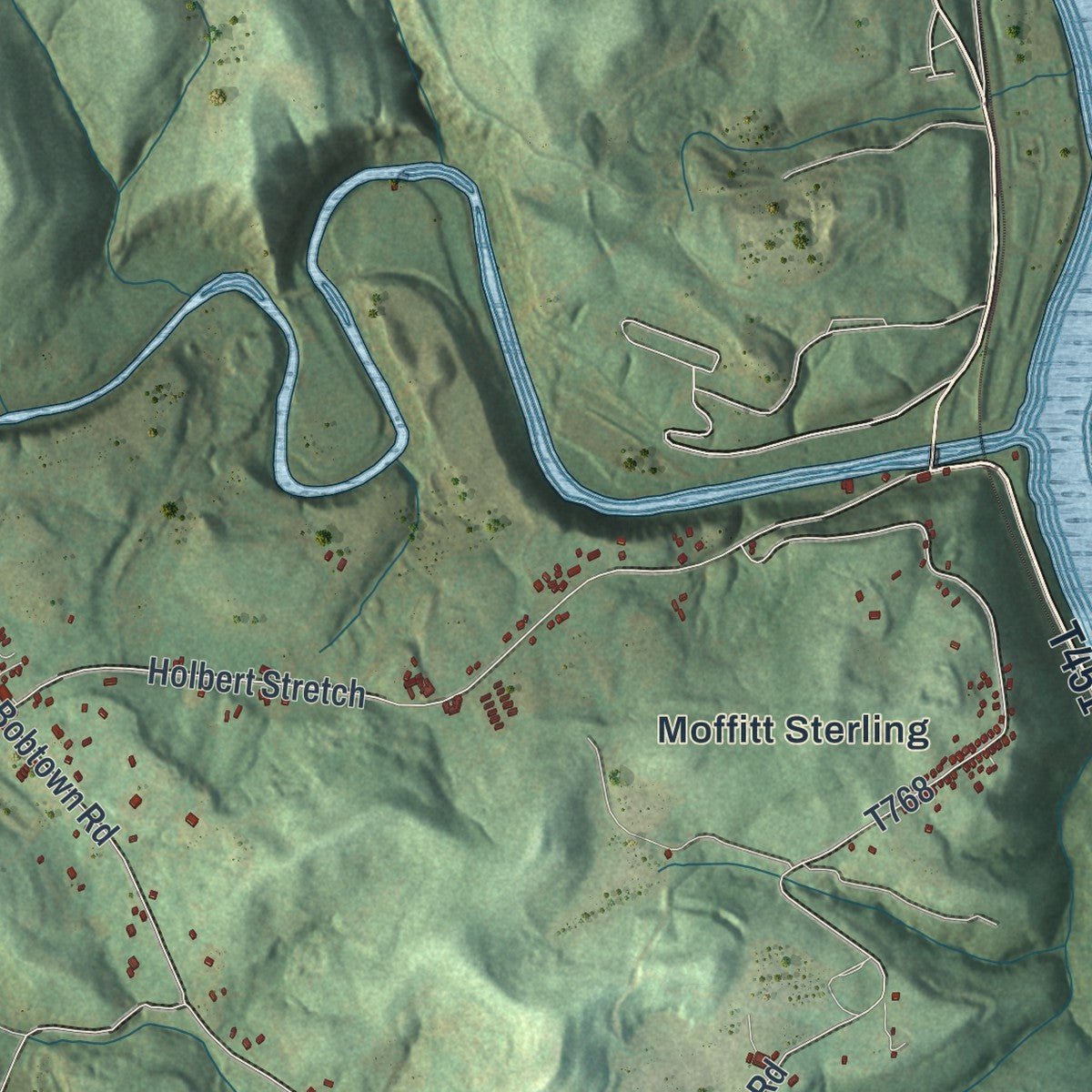 Close-up of the map of Dunkard, Pennsylvania print showing street and building detail