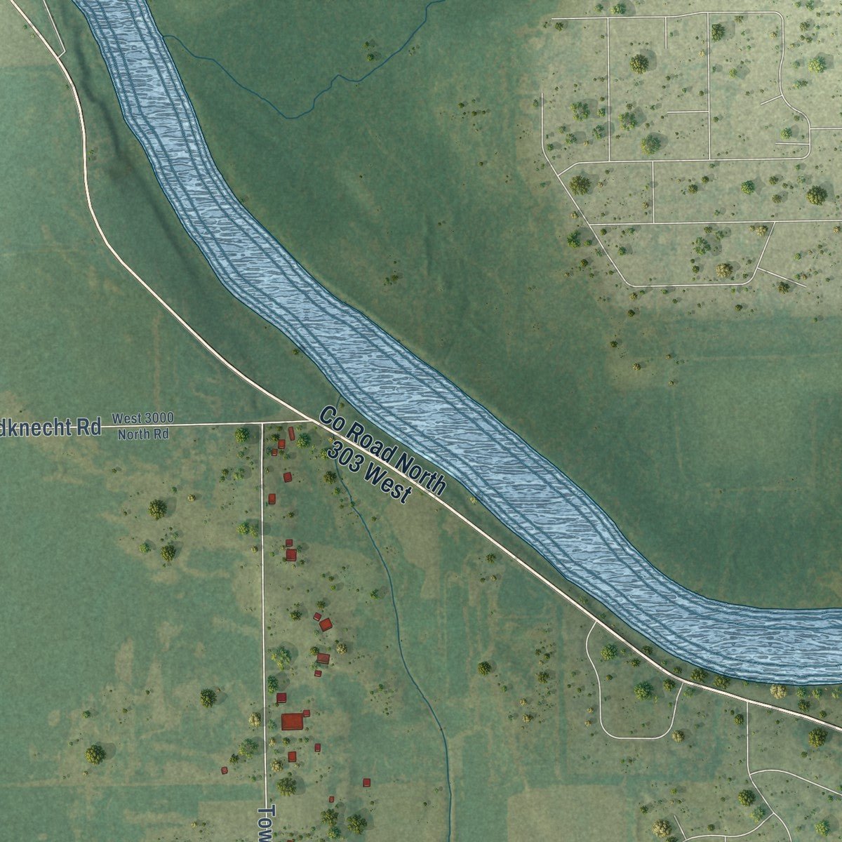 Close-up of the map of Limestone, Illinois print showing street and building detail