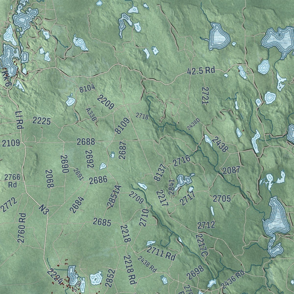 Close-up of the map of Garden, Delta County, Michigan print showing street and building detail