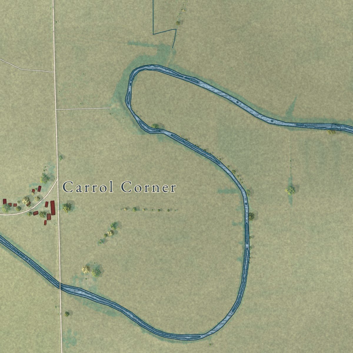 Close-up of the map of Etowah, Arkansas print showing street and building detail