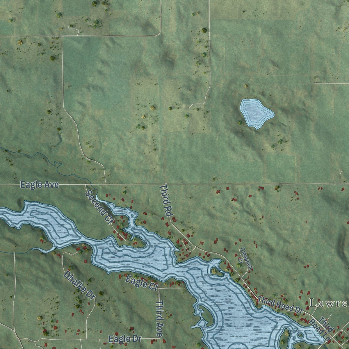 Close-up of the map of the Town of Westfield, Marquette County, Wisconsin print showing street and building detail