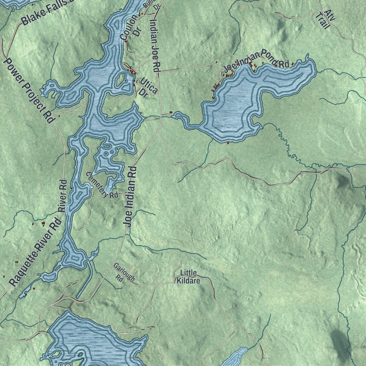 Close-up of the map of Parishville, New York print showing street and building detail