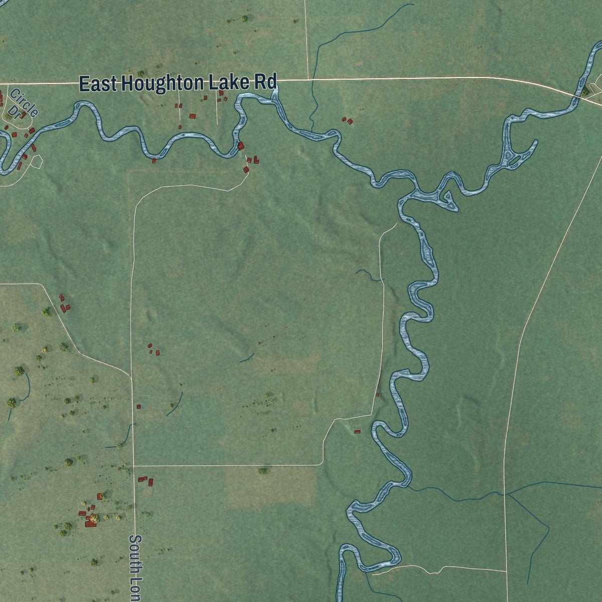 Close-up of the map of Butterfield, Michigan print showing street and building detail