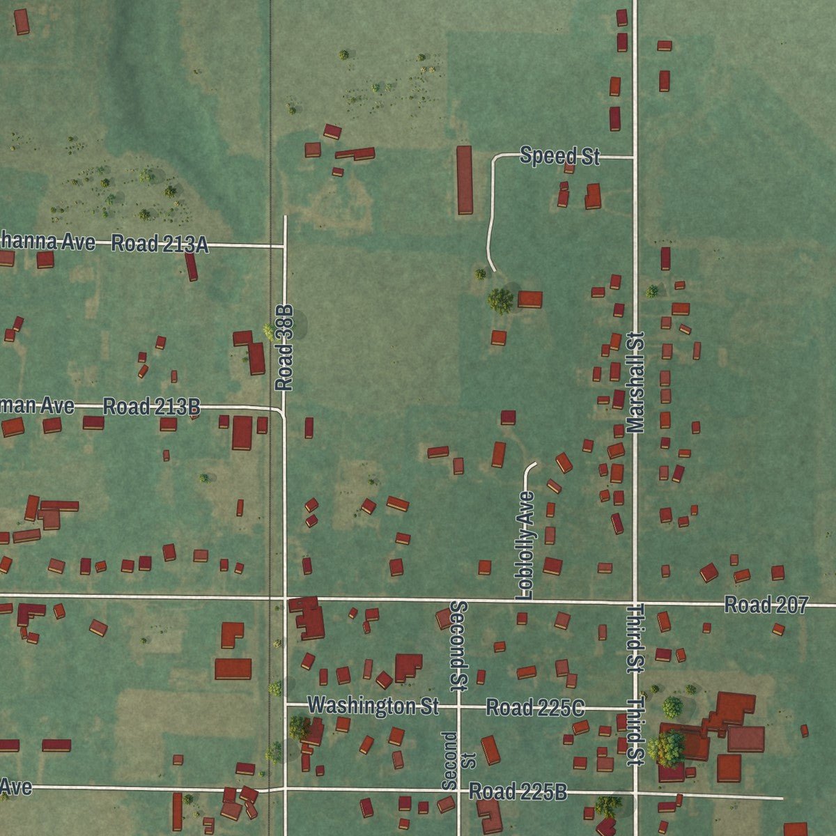Close-up of the map of Lincoln, Delaware print showing street and building detail