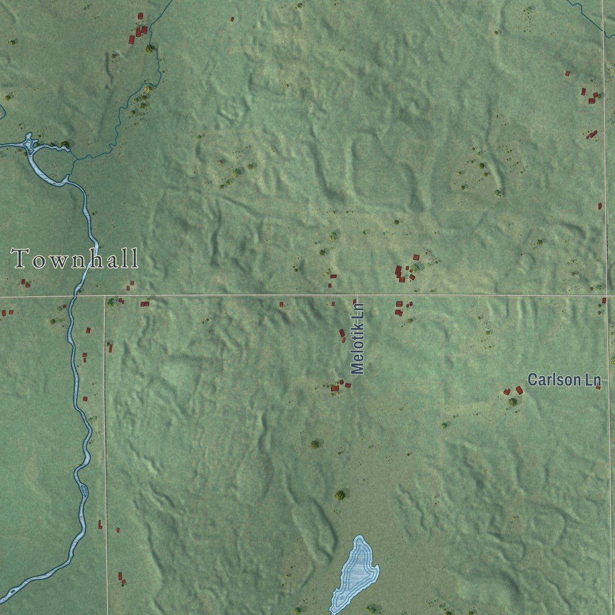 Close-up of the map of the Town of Plover, Marathon County, Wisconsin print showing street and building detail