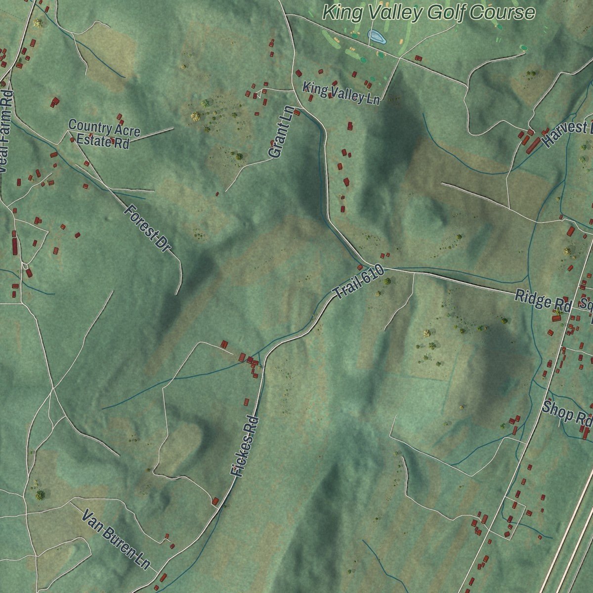Close-up of the map of Kimmel, Pennsylvania print showing street and building detail