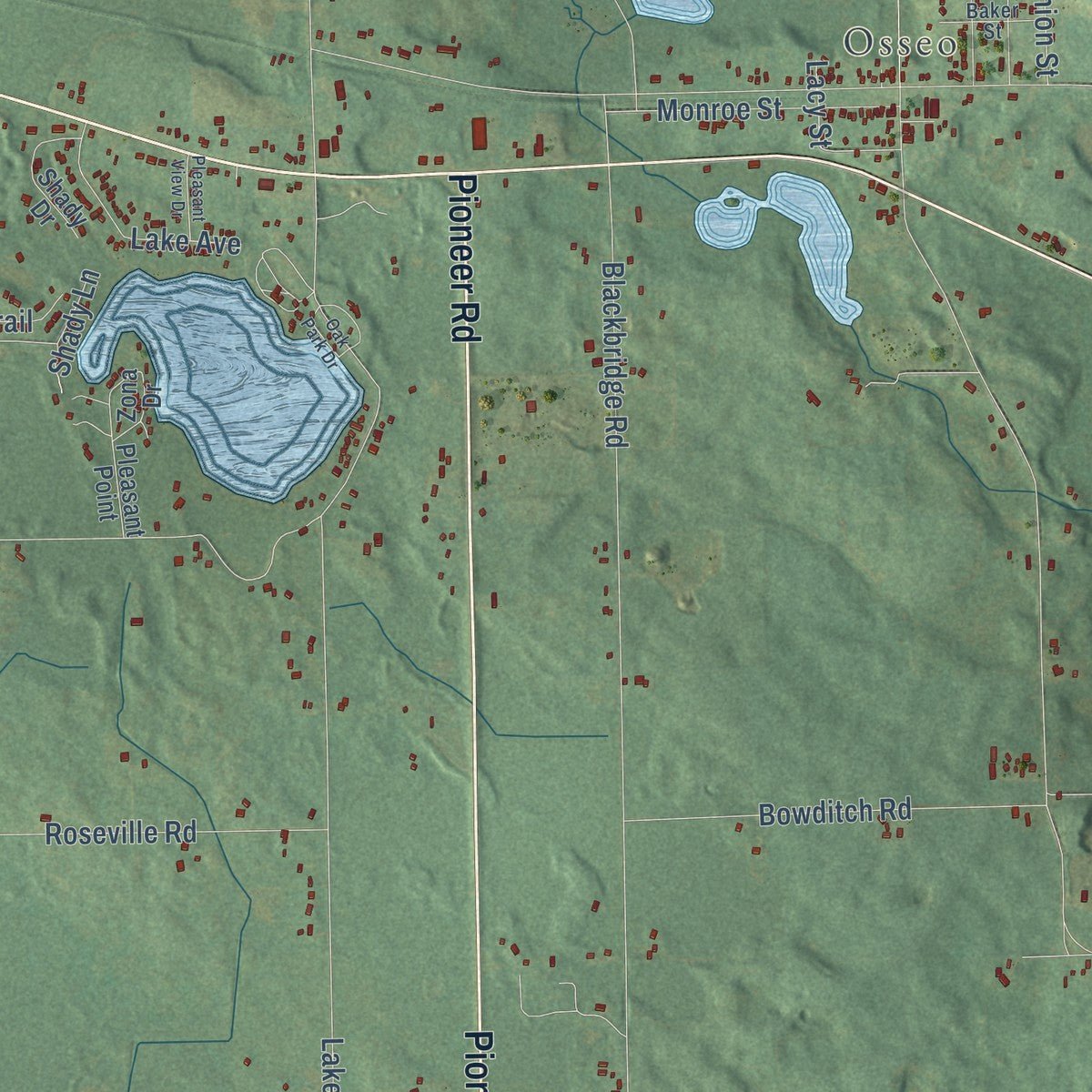 Close-up of the map of Jefferson, Hillsdale County, Michigan print showing street and building detail