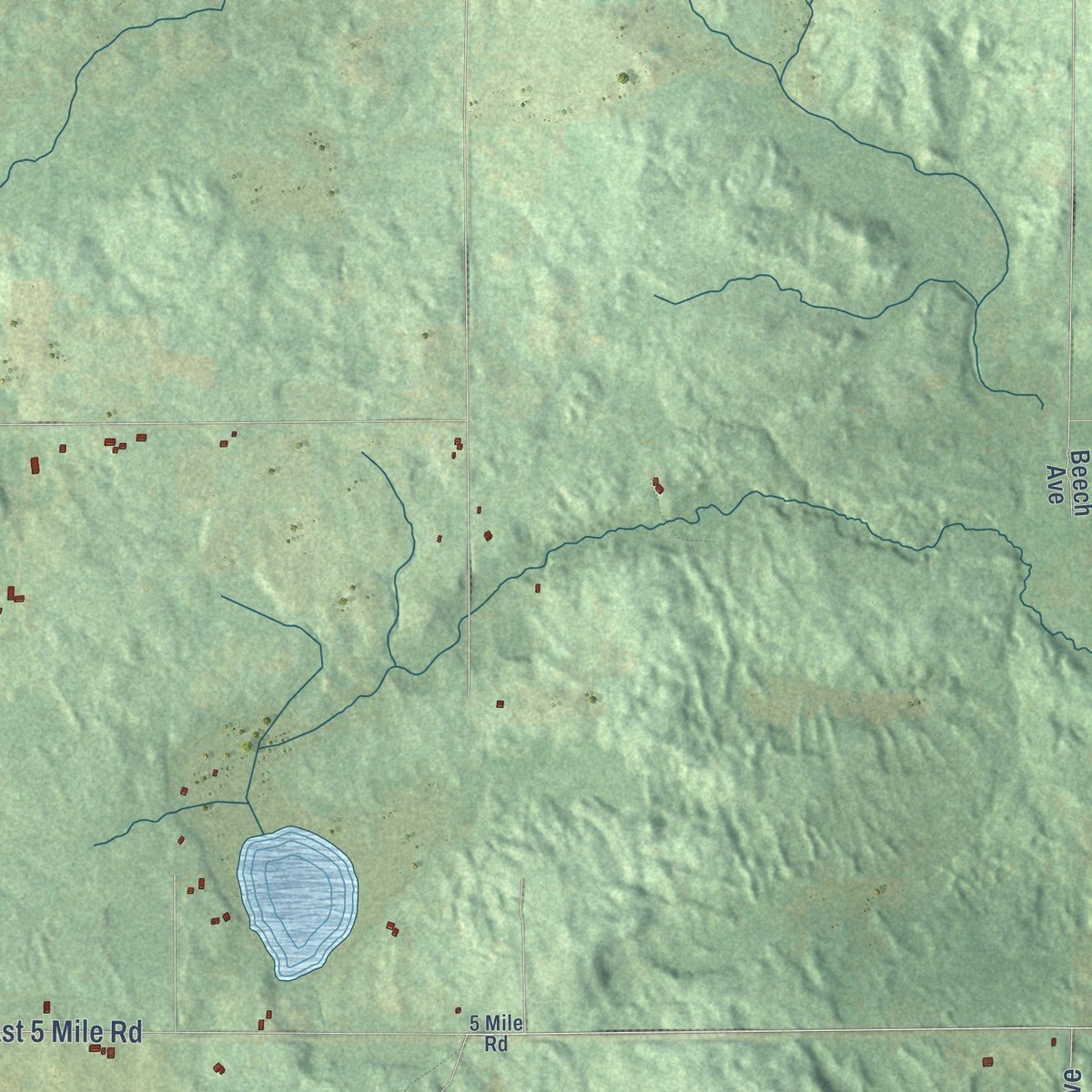Close-up of the map of Goodwell, Michigan print showing street and building detail