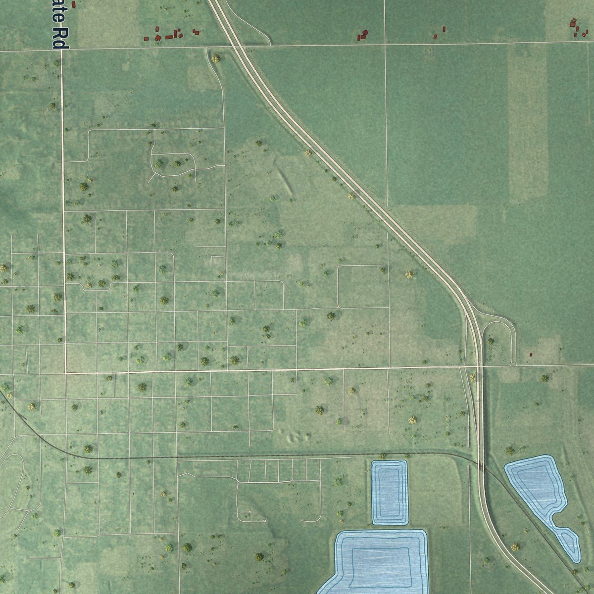 Close-up of the map of Emerson, Michigan print showing street and building detail