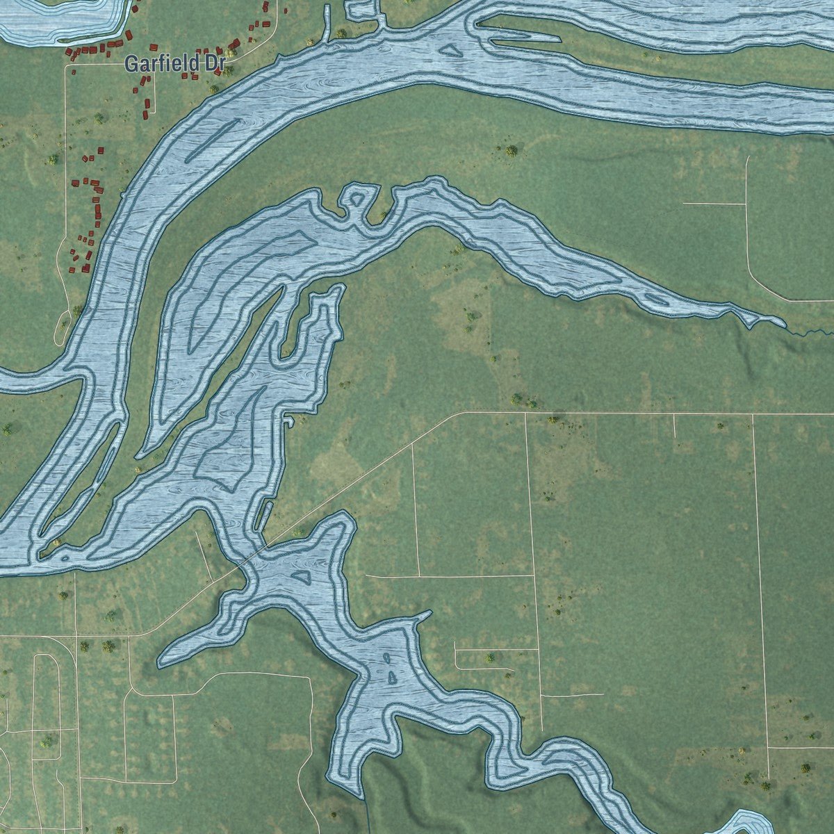 Close-up of the map of Crockery, Michigan print showing street and building detail