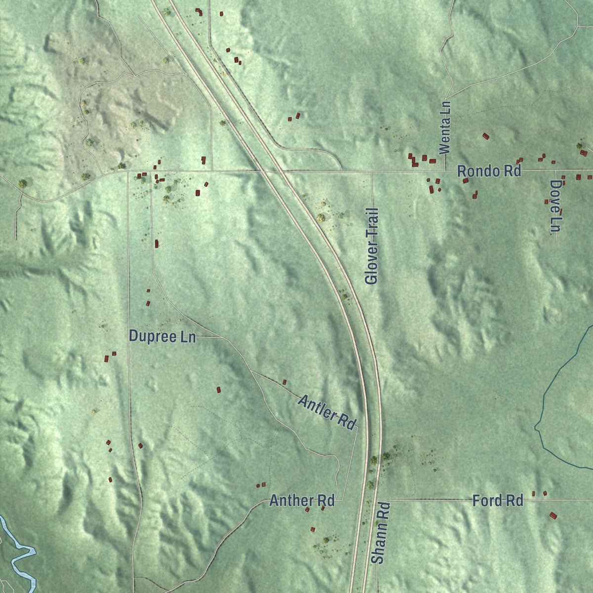 Close-up of the map of Ellis, Michigan print showing street and building detail