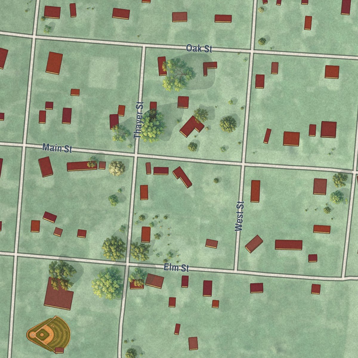 Close-up of the map of Northville, South Dakota print showing street and building detail