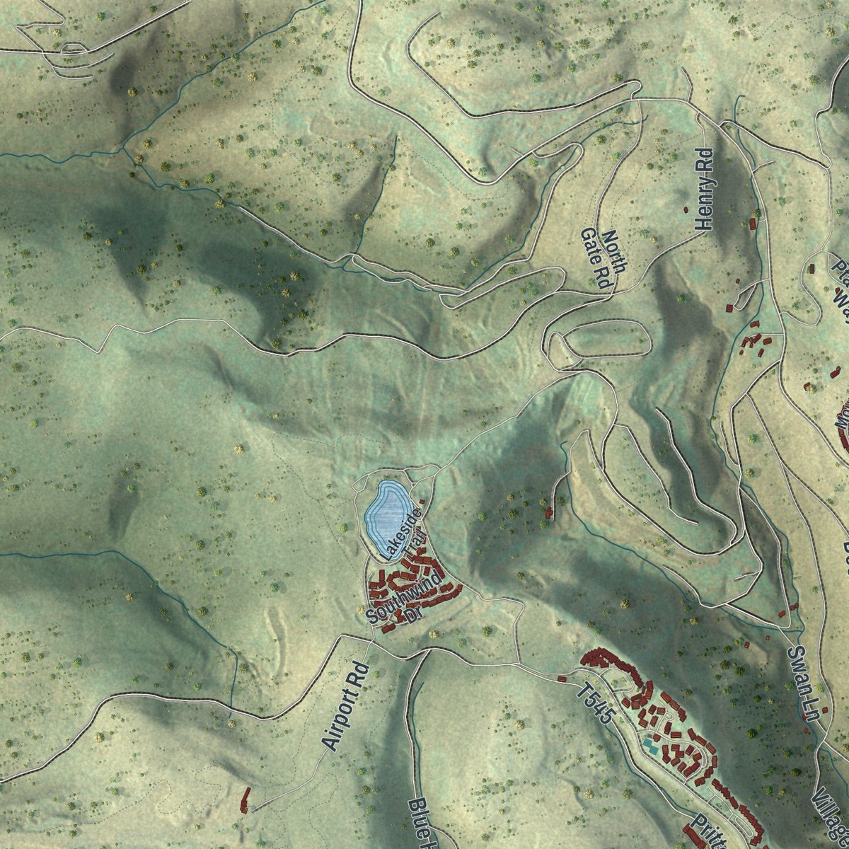 Close-up of the map of Middlecreek, Somerset County, Pennsylvania print showing street and building detail