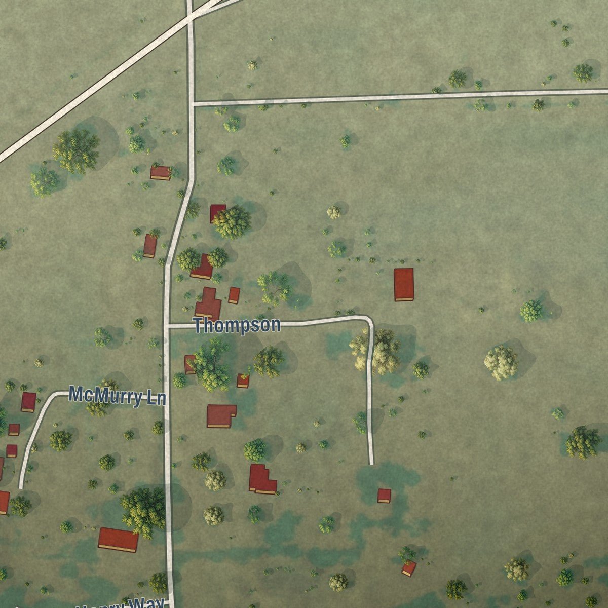 Close-up of the map of Neylandville, Texas print showing street and building detail