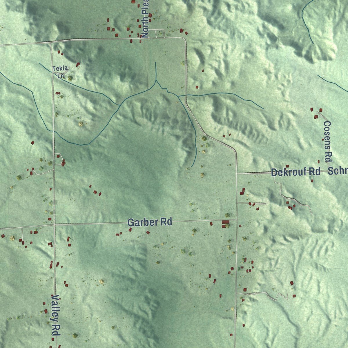 Close-up of the map of Bliss, Michigan print showing street and building detail