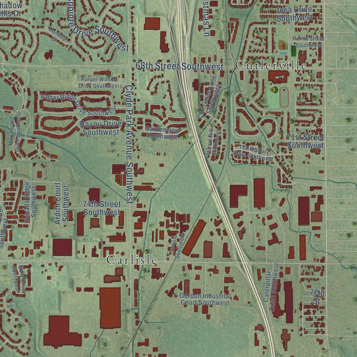 Close-up of the map of Byron, Kent County, Michigan print showing street and building detail