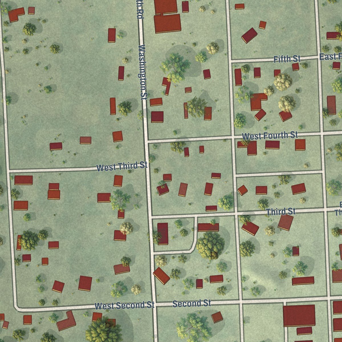 Close-up of the map of Douglas, Nebraska print showing street and building detail