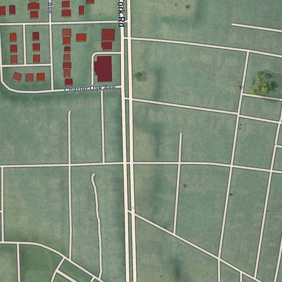 Close-up of the map of Radnor-Winston, Maryland print showing street and building detail